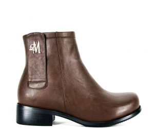brown ankle boots made with vegan leather